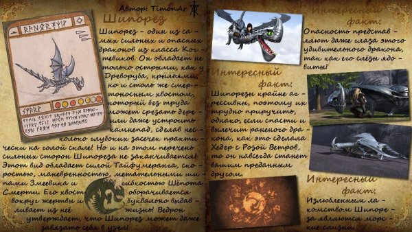 Карточки Рыбьенога с информацией о драконах