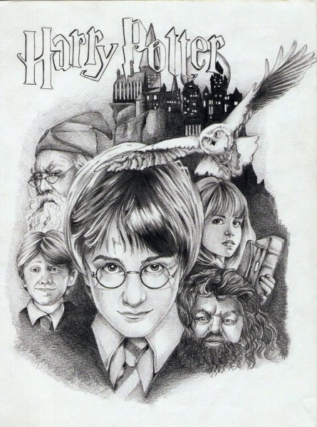 Плакаты Гарри Поттер черно белые