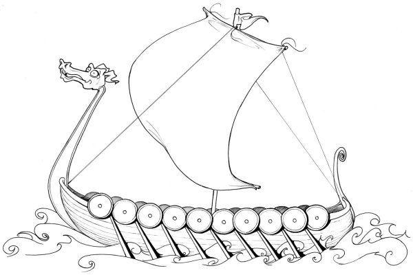 Корабль викингов дракар рисунок