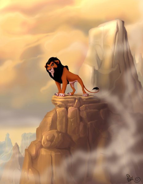 Король Лев шрам и Муфаса на скале