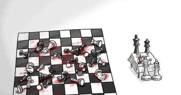 Карикатура шахматы война