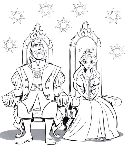 Рапунцель Король и Королева раскраска