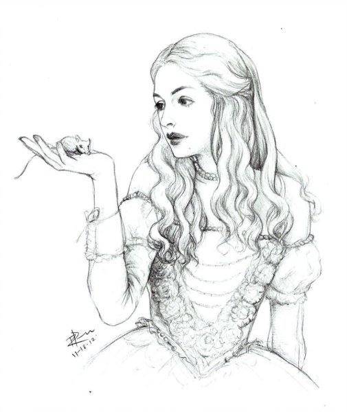 Алиса в Зазеркалье раскраска белая Королева