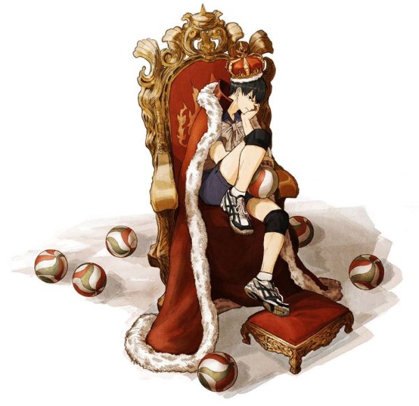 Аниме девушка сидит на троне