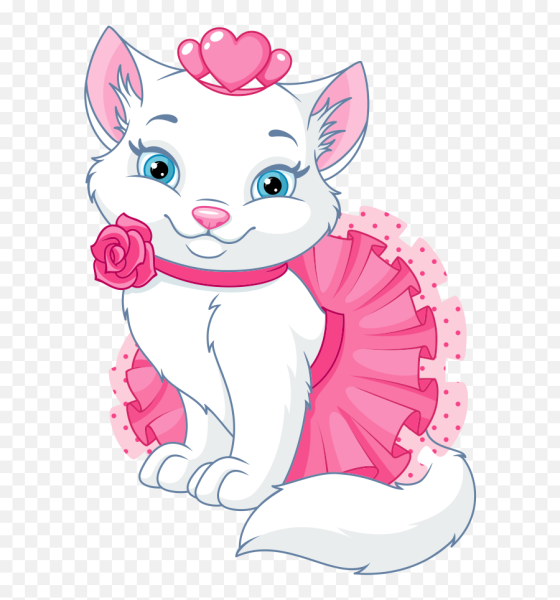 Белая кошка с розовым бантиком