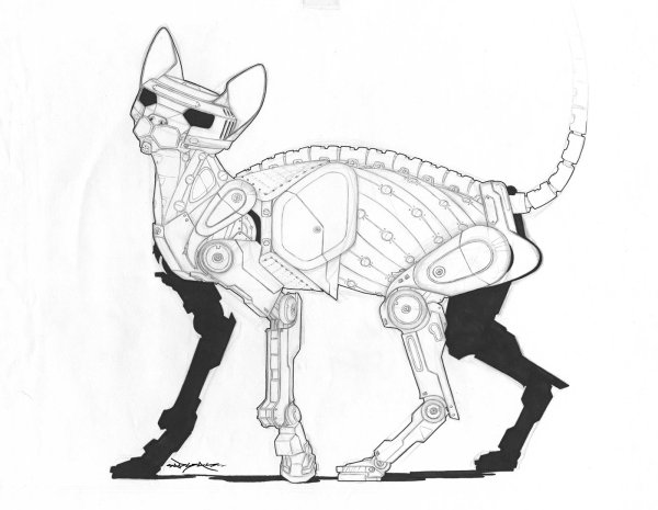 Рисунки кошка робот