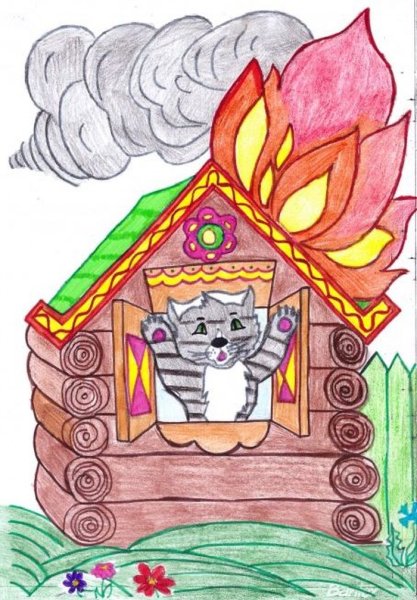 Иллюстрация к произведению Маршака Кошкин дом