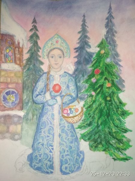 Снегурочка с елкой рисунок