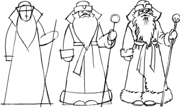 Пошаговое рисование Деда Мороза для детей