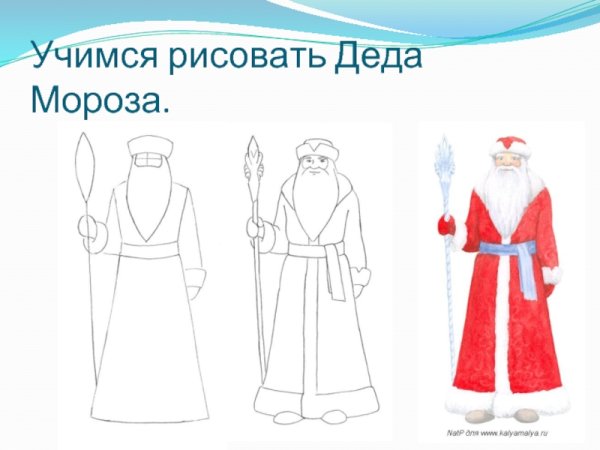 Схема рисования Деда Мороза