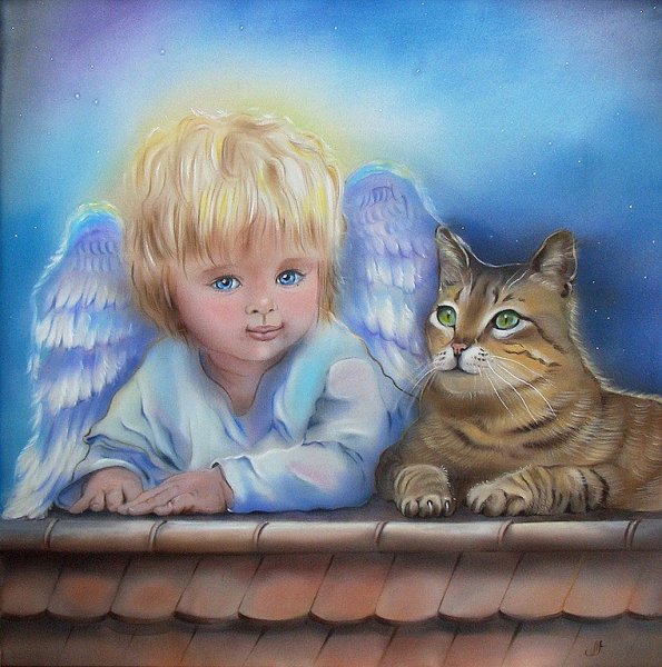 Художник Аннет Логинова ангел с котом
