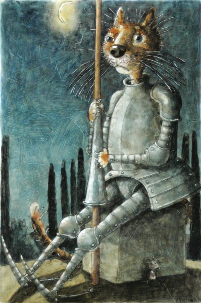 Кот и рыцарь картины