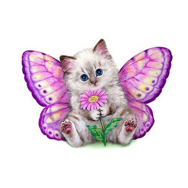 Котик и цветок и бабочка