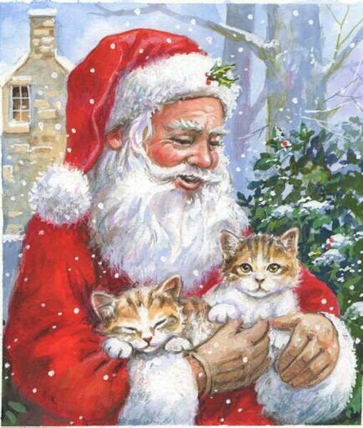 Дед Мороз с котами