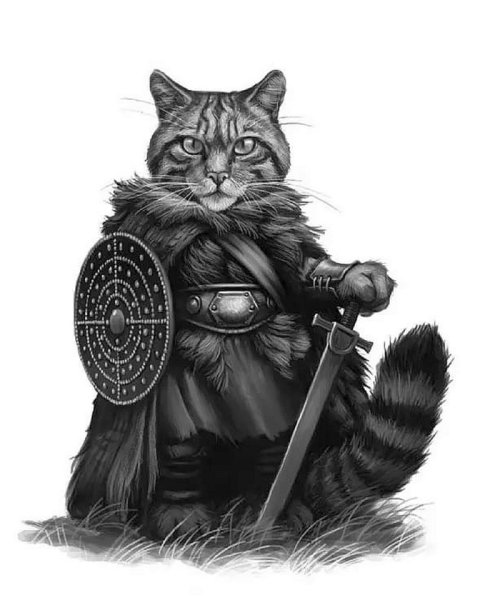 Рисунки котик воин