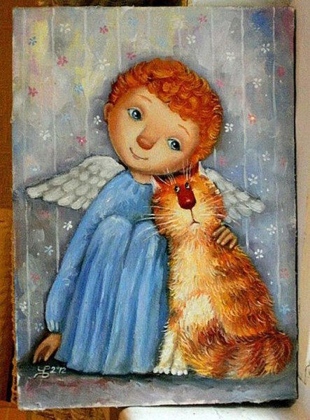 Кот и ангел картина