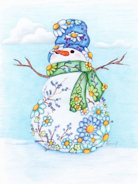 Снеговик рисунок для детей