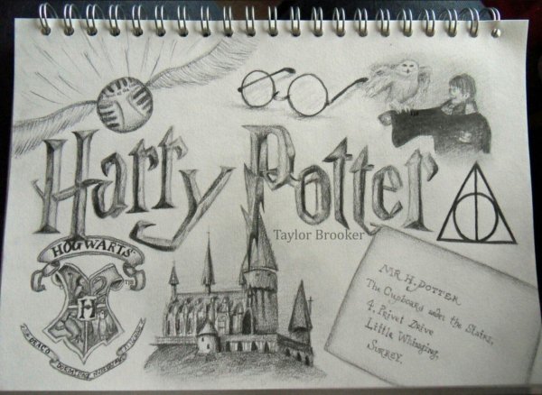 Рисунок Хогвартс из Гарри Поттера легко