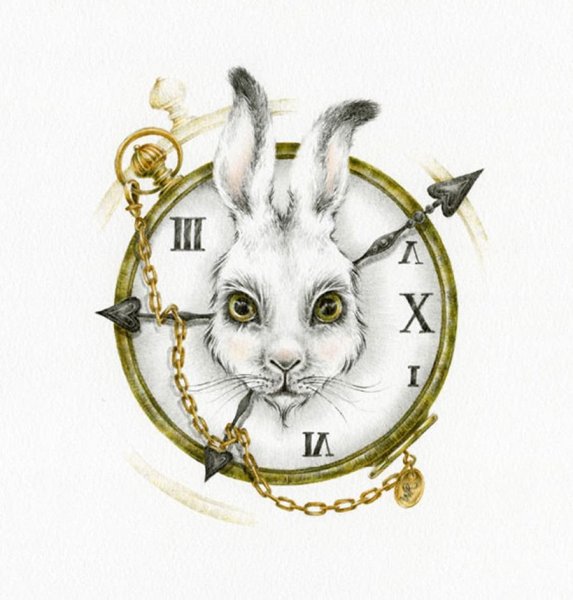 Белый кролик из Алисы в стране чудес иллюстрация