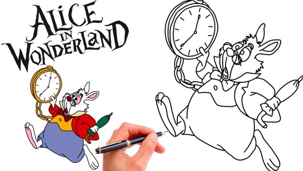 Алиса в стране чудес кролик рисовать
