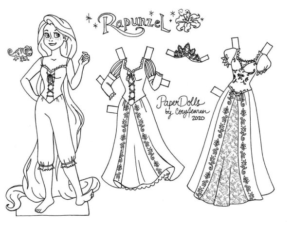 Бумажные куклы принцессы Рапунцель
