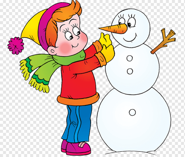 Дети лепят снеговика на белом фоне