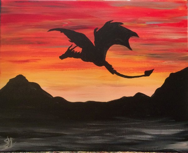 Рисунки летящий дракон
