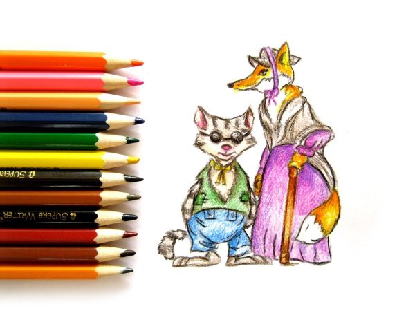 Лиса Алиса и кот Базилио раскраска