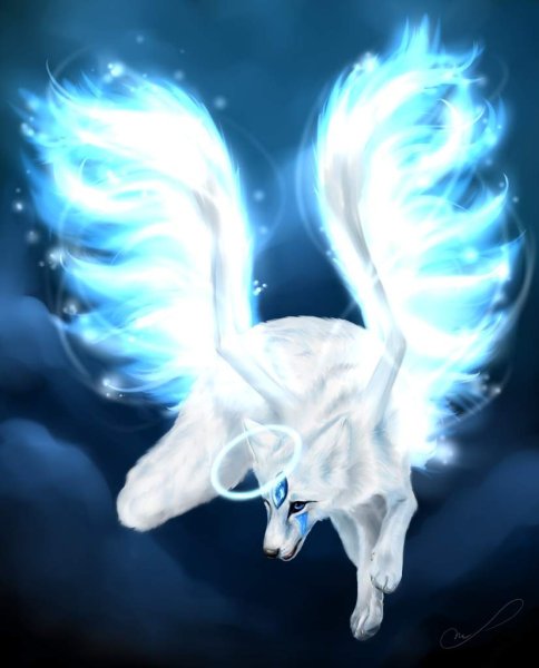 Белый волк с крыльями