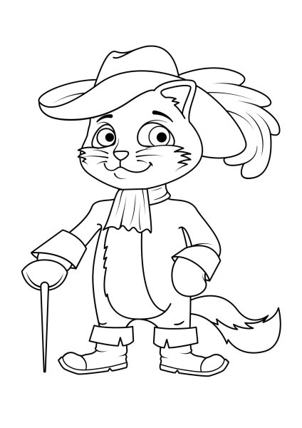 Кот в сапогах рисунок для детей