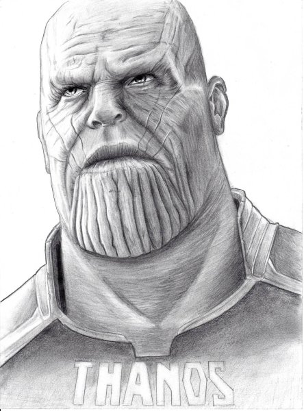 Танос рисунок Марвел карандашом