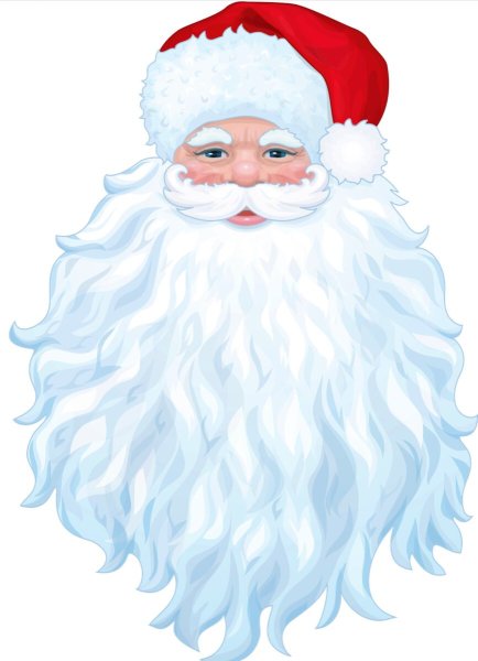 Голова Деда Мороза с бородой