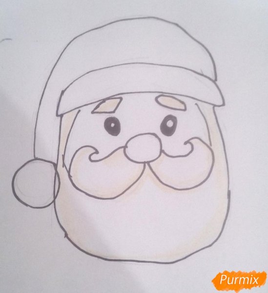 Рисуем лицо Деда Мороза поэтапно