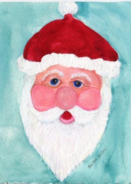 Рисование Деда Мороза лицо