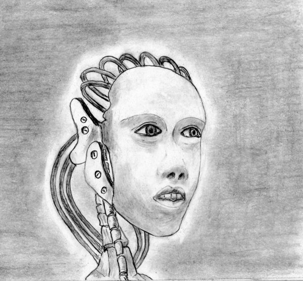 Девушка робот лицо рисунок