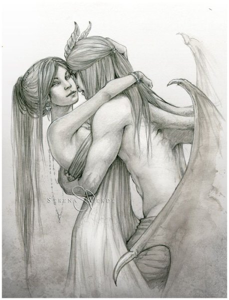Ангел и демон любовь рисунок карандашом