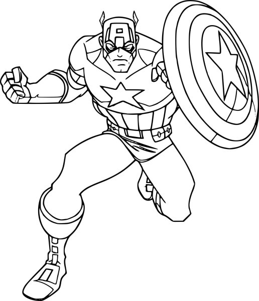 Раскраска герои Марвел Капитан Америка