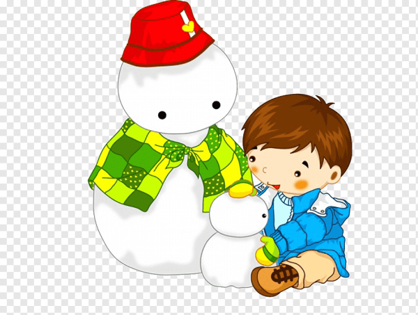 Дети лепят снеговика на белом фоне