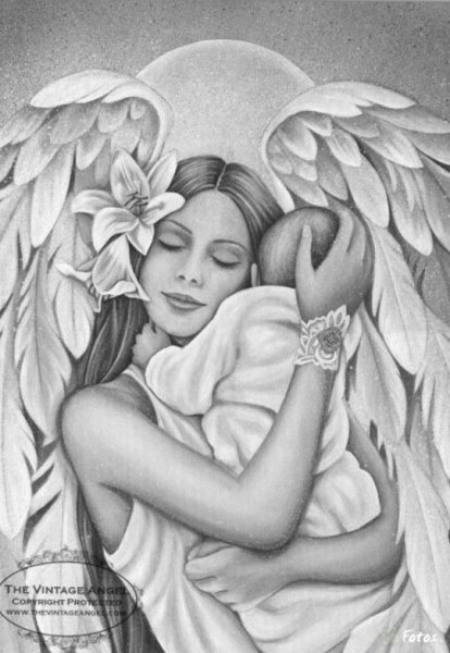 Рисунки мама ангел с ребенком