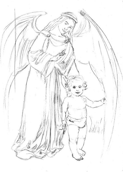 Ангел карандашом для детей