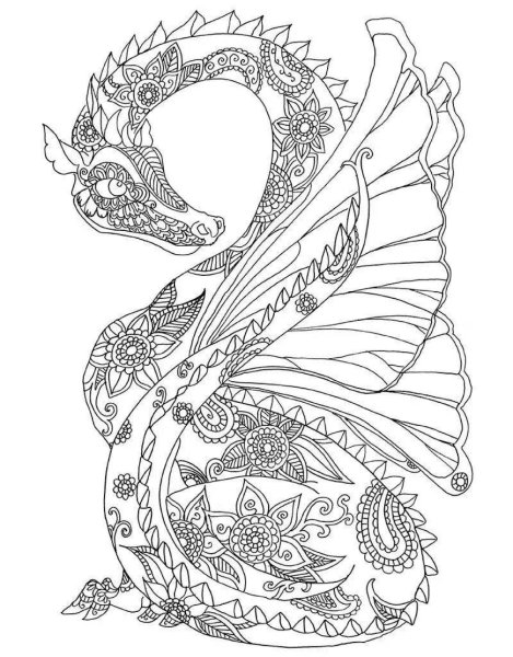 Раскраска Мандала дракон