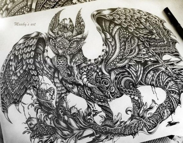 Китайский дракон эскиз