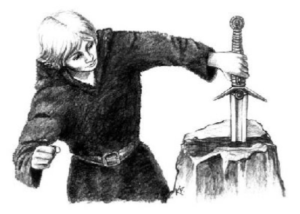 Король Артур иллюстрации достает меч из камня