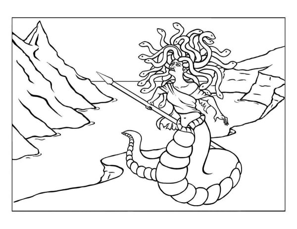 Персей и медуза Горгона раскраска для детей