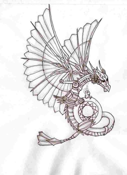 Рисунки механический дракон