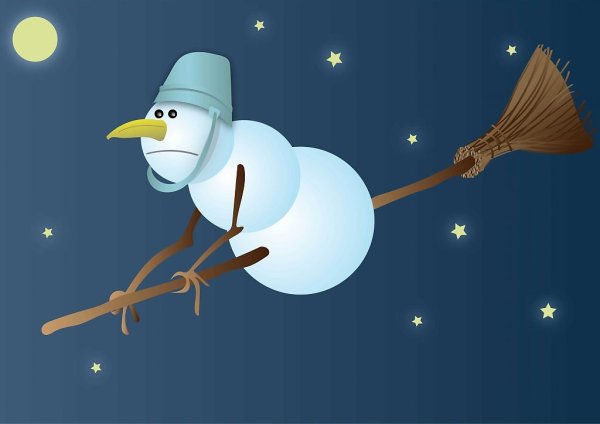 Снеговик с метлой для детей