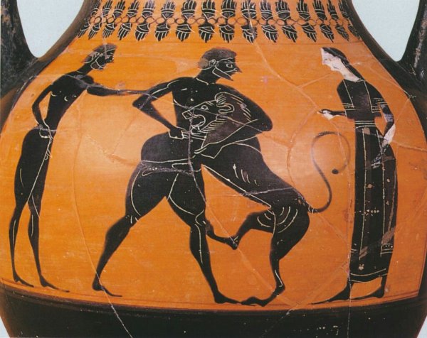 Геракл и немейский Лев вазопись
