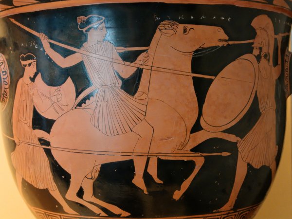 Вазопись древней Греции колесница