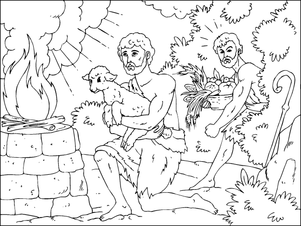Каин и Авель раскраска для детей