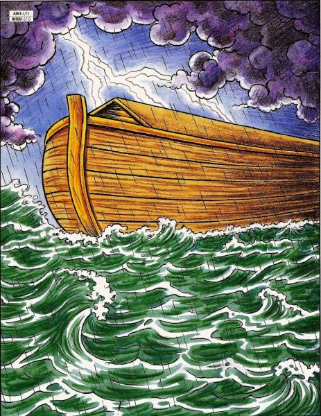 Иллюстрация к библейской истории "Всемирный потоп", "Ноев Ковчег"